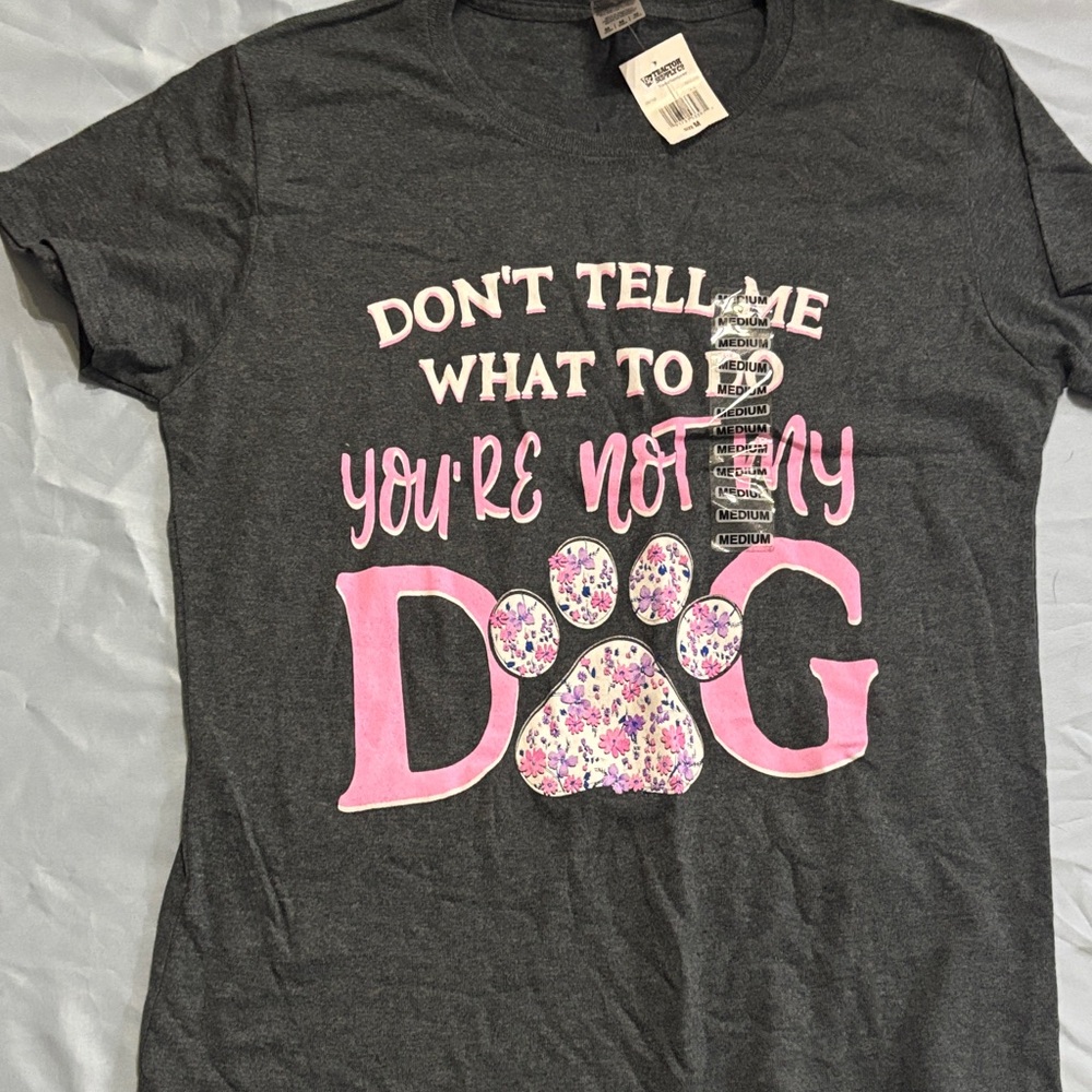Gildan Charcoal and Pink Dog Paw T-Shirt